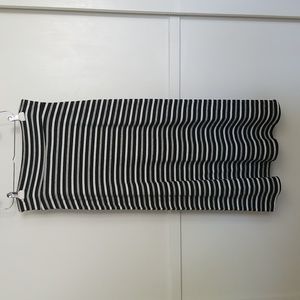 Black, White & Gray Striped Maxi Skirt GUC